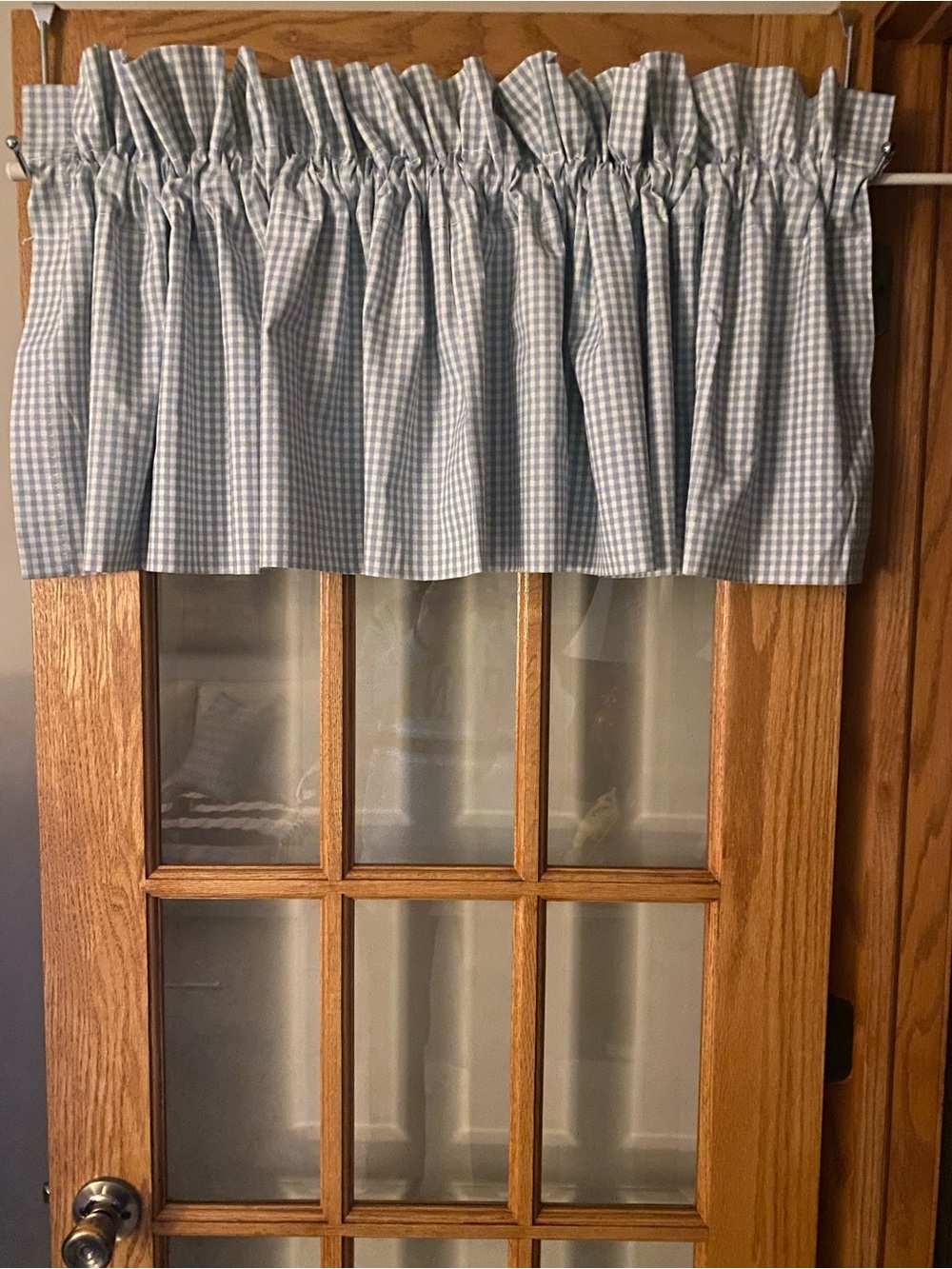 Springmaid Light Blue Gingham Checked Blouson Valance 2 Piece Set NWOT